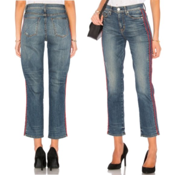 HUDSON Zoeey High Rise Ankle Jeans Red Race Stripe - Picture 2 of 12